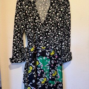 Floral Wrap Dress - Black and Green